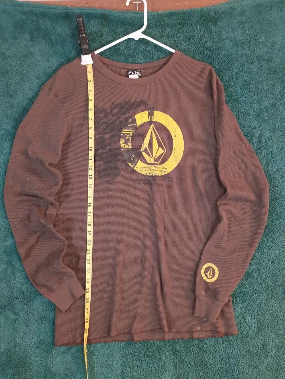 Volcom Brown Graphic Waffle Knit Long Sleeve Shirt XXL